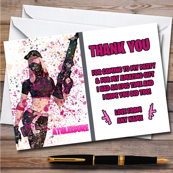 Splatter Art Gaming Fortnite Athleisure Birthday Party Thank You Cards