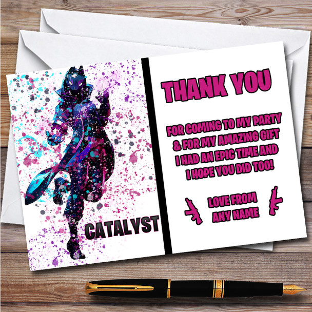 Splatter Art Gaming Fortnite Catalyst Children's Birthday Party Thank You Cards