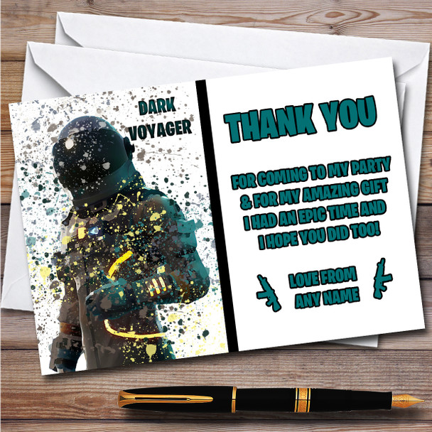 Splatter Art Gaming Fortnite Dark Voyager Birthday Party Thank You Cards