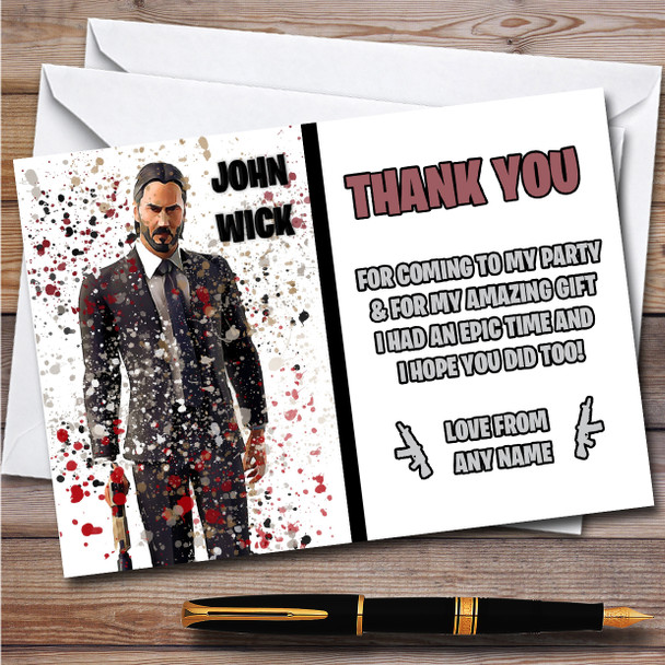 Splatter Art Gaming Fortnite John Wick Children's Birthday Party Thank You Cards