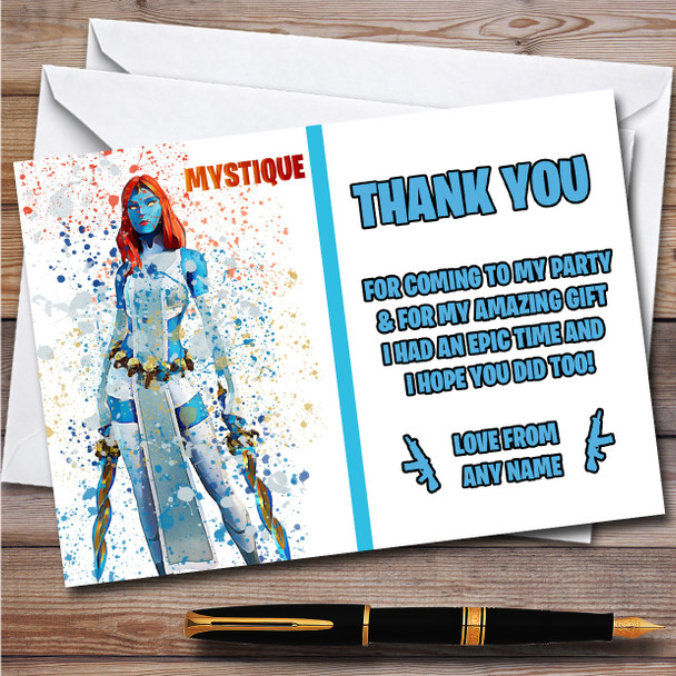 Splatter Art Gaming Fortnite Mystique Children's Birthday Party Thank You Cards