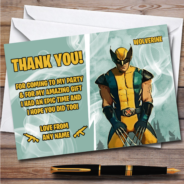 Wolverine Gaming Comic Style Fortnite Skin Birthday Party Thank You Cards