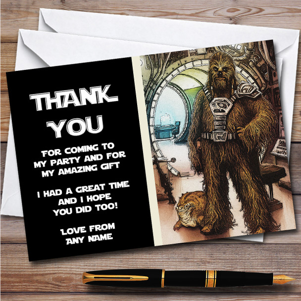 Chewbacca Retro Children's Kids Personalised Birthday Party Thank You Cards