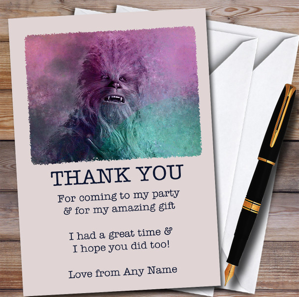 Chewbacca Smudge Children's Kids Personalised Birthday Party Thank You Cards