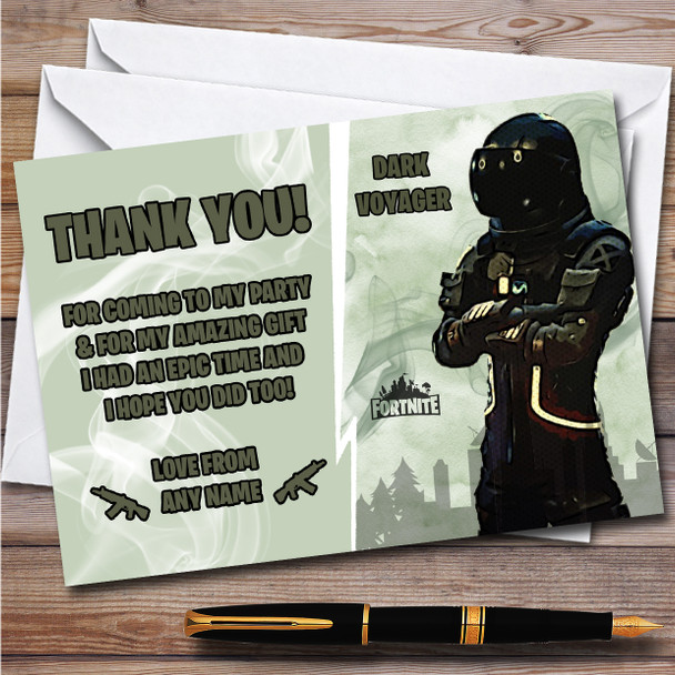 Dark Voyager Gaming Comic Style Fortnite Skin Birthday Party Thank You Cards