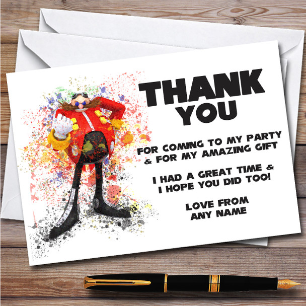 Dr Eggman Sonic The Hedgehog Splatter Art Birthday Party Thank You Cards