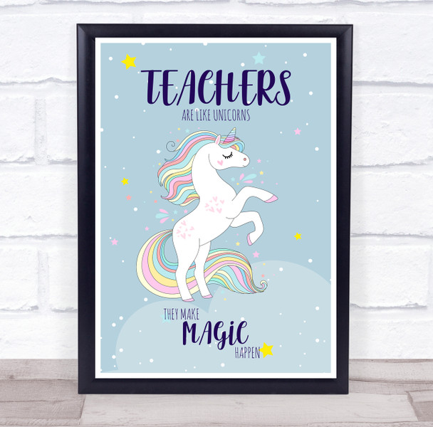 Teachers Are Like Unicorns Magic Colourful Rearing Personalised Wall Art Print