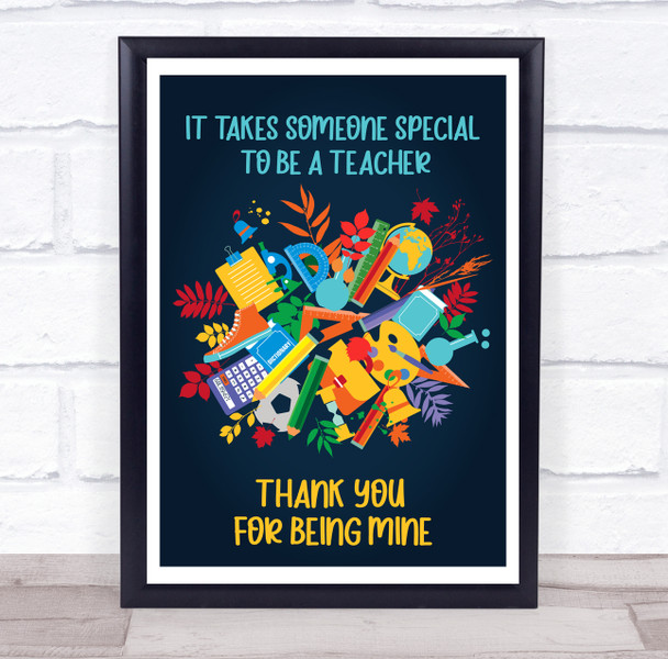 Special To Be A Teacher School Equipment Cluster Personalised Wall Art Print