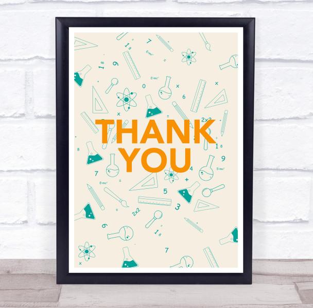 Thank You Green Science Beakers Atoms Personalised Wall Art Print