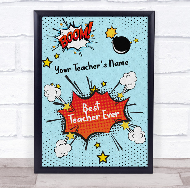 The Best Teacher Ever Pop Art Personalised Wall Art Print