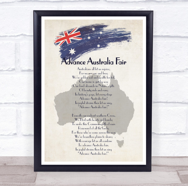 National Anthem Of Australia Country Silhouette Wall Art Print