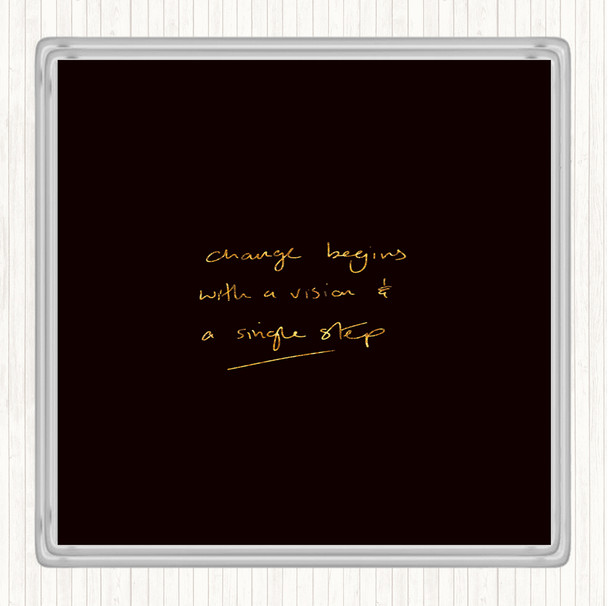 Black Gold Change Simple Step Quote Coaster