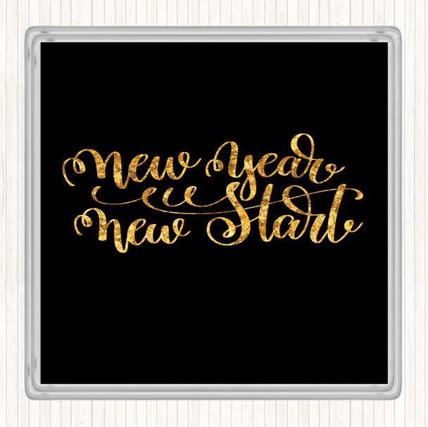 Black Gold Christmas New Year New Start Quote Coaster