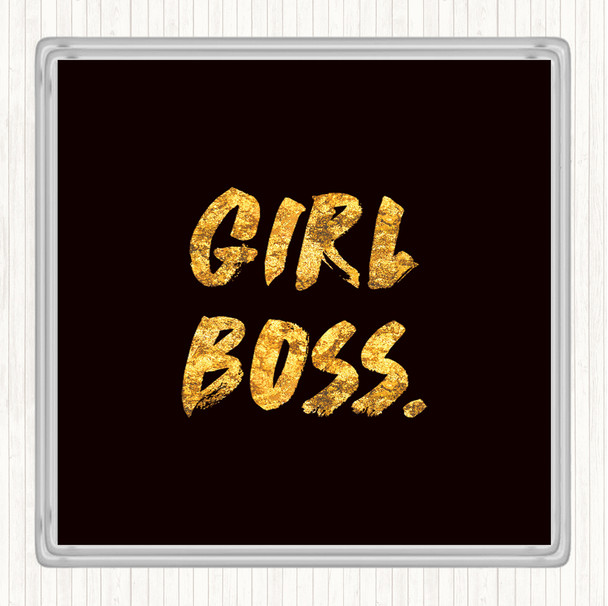 Black Gold Girl Boss Bold Quote Coaster