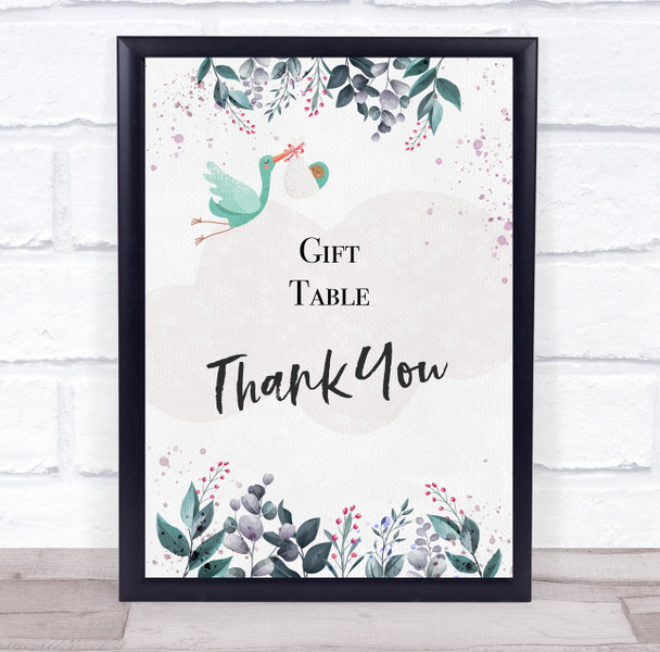 Stork With Baby Shower Navy Gift Table Thank You Personalised Event Party Sign
