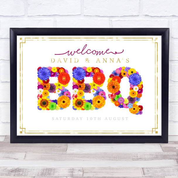 BBQ Summer Floral & Gold Personalised Event Occasion Party Decoration Sign