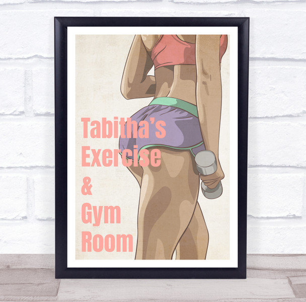 Work Out Gym Exercise And Gym Woman Dumbbell Room Personalised Wall Art Sign