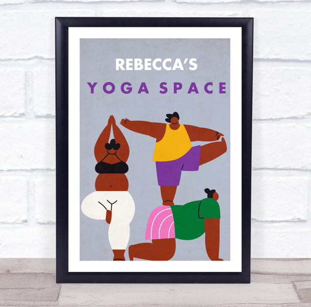 Dark Skin Large Female Pose Yoga Gym Space Room Personalised Wall Art Sign