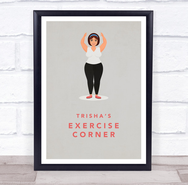 Exercise Corner Woman Stretch Work Out Gym Room Personalised Wall Art Sign