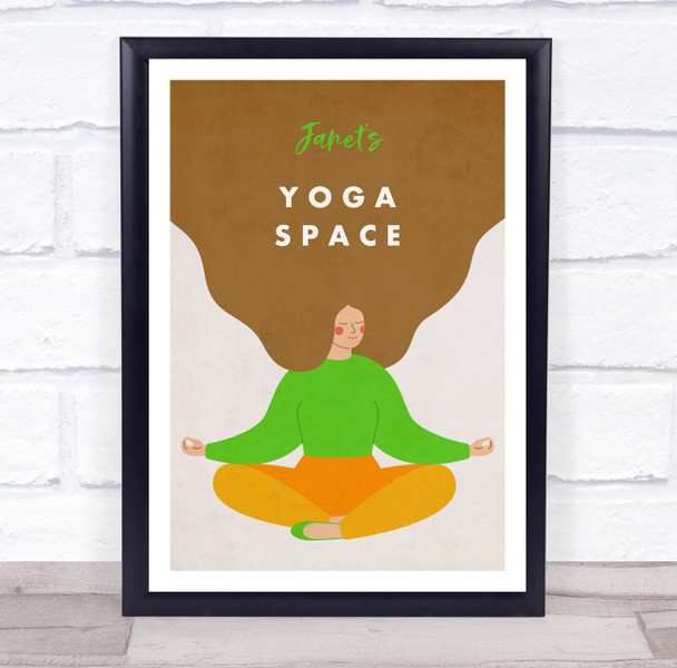 Light Brown Hair Meditation Yoga Gym Space Room Personalised Wall Art Sign