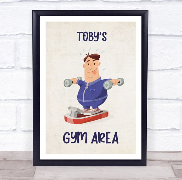 Sweating Large Man Work Out Gym Area Room Personalised Wall Art Sign