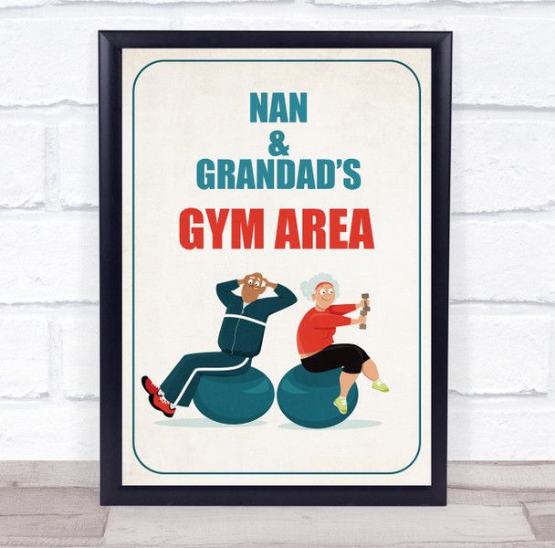 Old People Couple Work Out Gym Area Room Personalised Wall Art Sign
