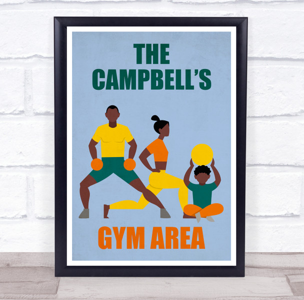 Work Out Gym Family Exercise Gym Area Room Personalised Wall Art Sign