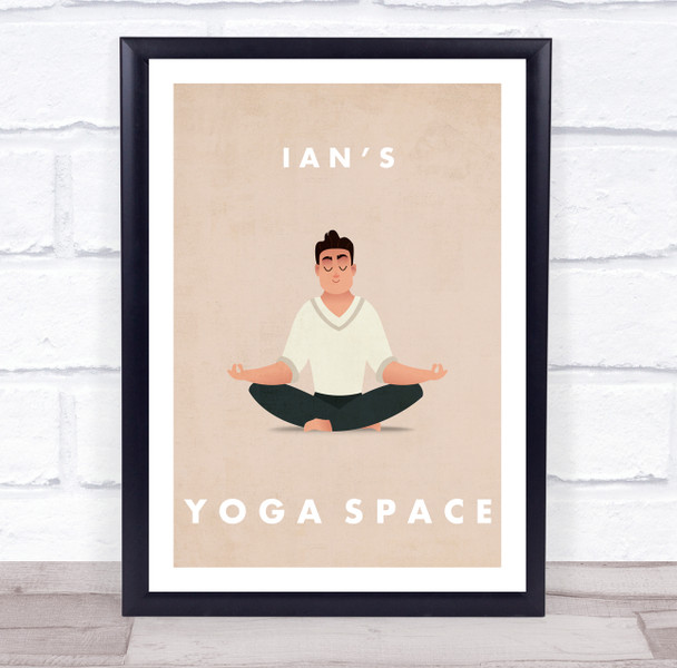 Male Meditation White Yoga Gym Space Room Personalised Wall Art Sign
