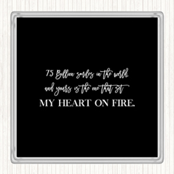 Black White Heart On Fire Quote Coaster