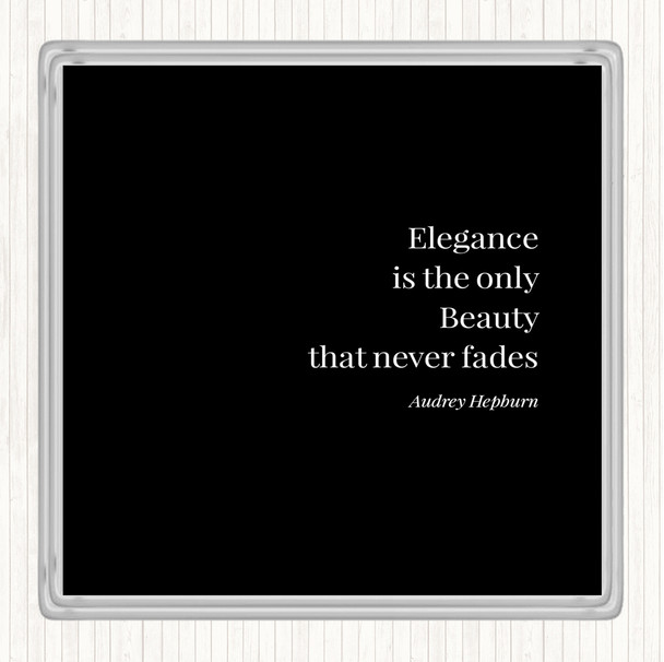 Black White Audrey Hepburn Elegance Quote Coaster