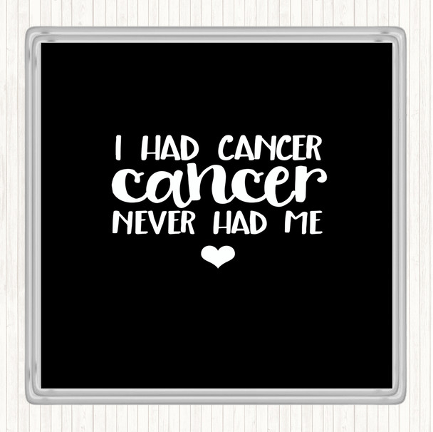 Black White I Had Cancer Cancer Never Had Me Quote Coaster