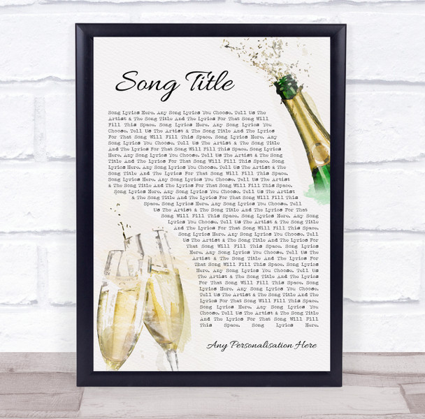 Celebration Champagne Toast Any Song Lyric Personalised Music Wall Art Print