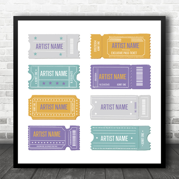 Concert Tickets Any Artists Song Square Personalised Square Music Song Lyric Art Print
