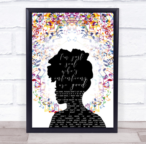 Nina Simone Don't Let Me Be Misunderstood Colourful Musical Notes Music Song Lyric Art Print