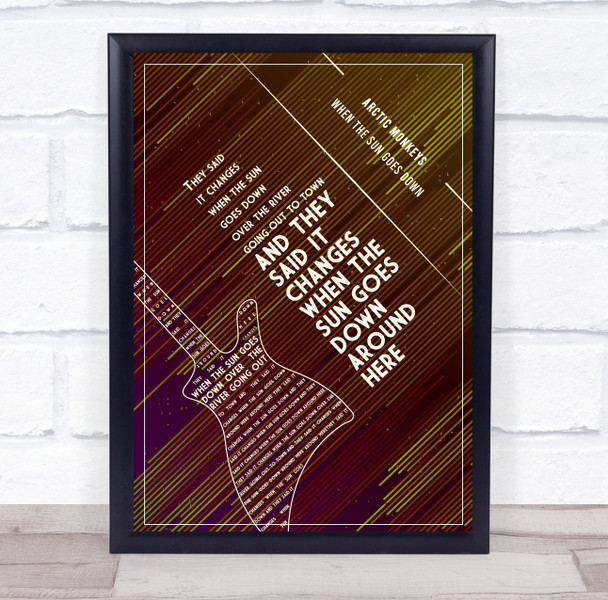 Arctic Monkeys When The Sun Goes Down Retro Lines Electric Guitar Music Song Lyric Art Print