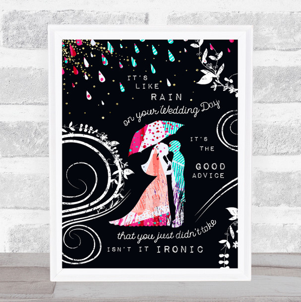 Alanis Morissette Ironic Colourful Rain Couple Music Song Lyric Wall Art Print