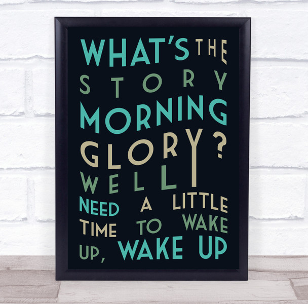 Oasis Morning Glory Abstract Typography Music Song Lyric Wall Art Print