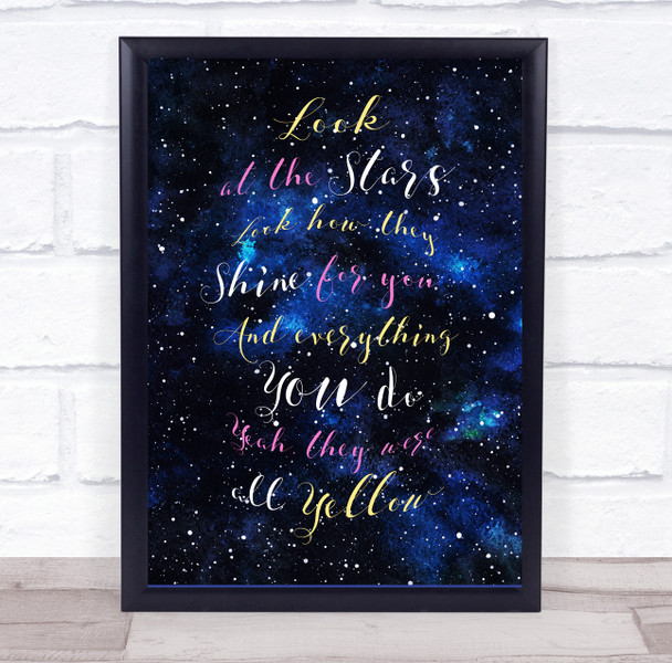 Coldplay Yellow Galaxy Stars Script Music Song Lyric Wall Art Print