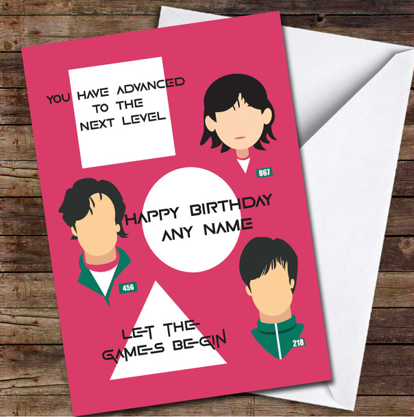 Squid Game Funny Character Advanced Personalised Birthday Card