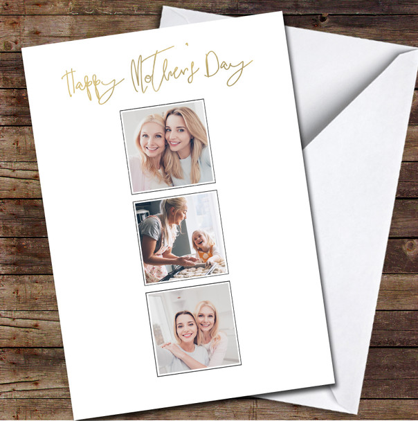 Simple 3 Of Your Photos Personalised Mother's Day Card