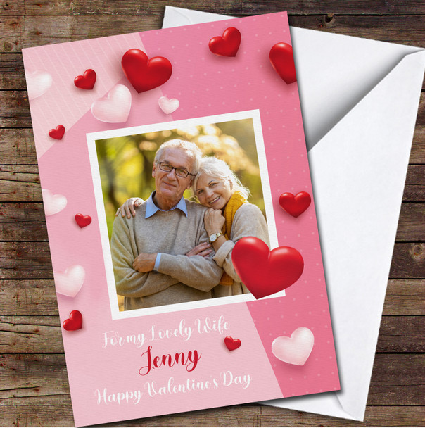 Your Photo Frames With Red Hearts Personalised Valentine's Day Card