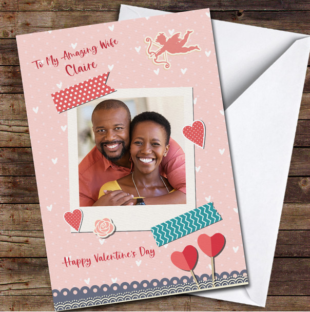 Your Photo With Paper Elements Personalised Valentine's Day Card