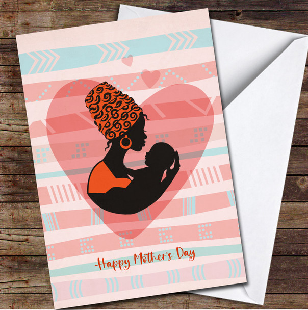 Silhouette Of African Woman Holding Baby Personalised Mother's Day Card