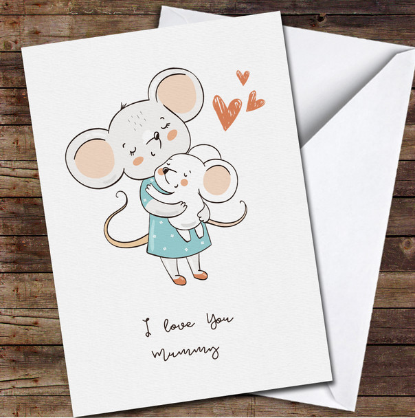 Mother And Baby Cute Mouse Characters Personalised Mother's Day Card