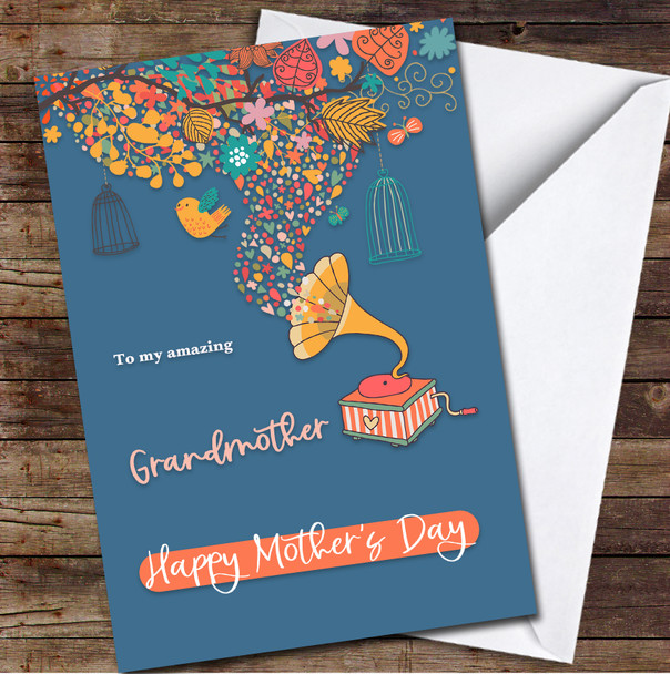 Gramophone With Heart Grandmother Personalised Mother's Day Card