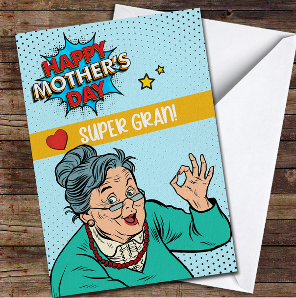 Pop Art Retro Style Grandma Gran Personalised Mother's Day Card