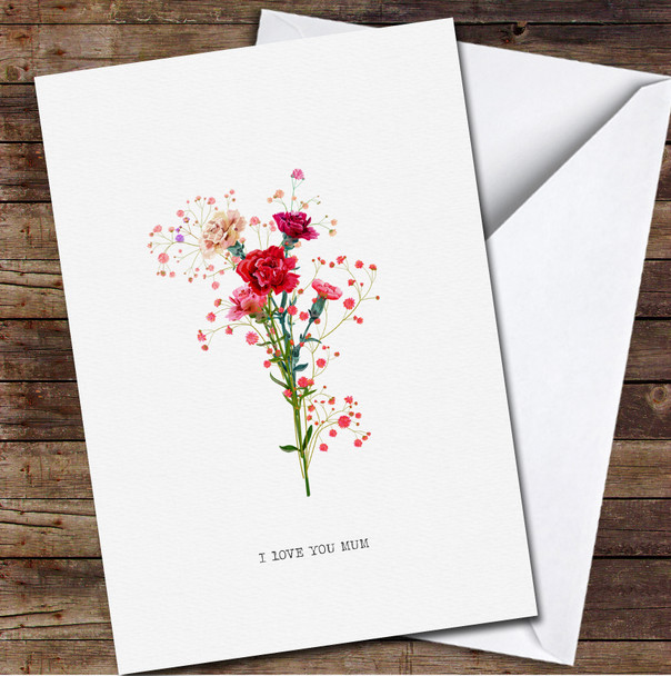 Bouquet Of Carnations Red Pink Personalised Mother's Day Card