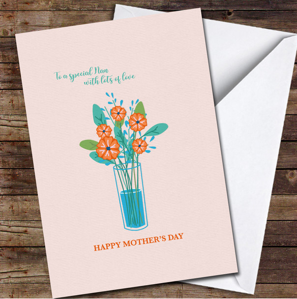Orange Flowers In Glass Personalised Mother's Day Card