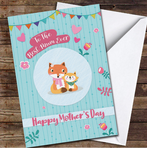 Mother Fox With Baby Personalised Mother's Day Card