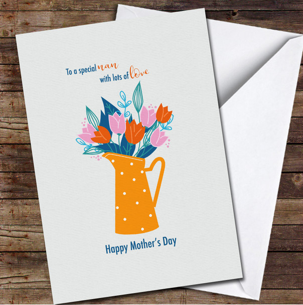 Orange Watering Can Personalised Mother's Day Card